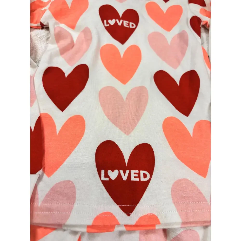 The Children's Place Girls Long‎ Sleeve Heart Print Pajama Set Size 3TValentines